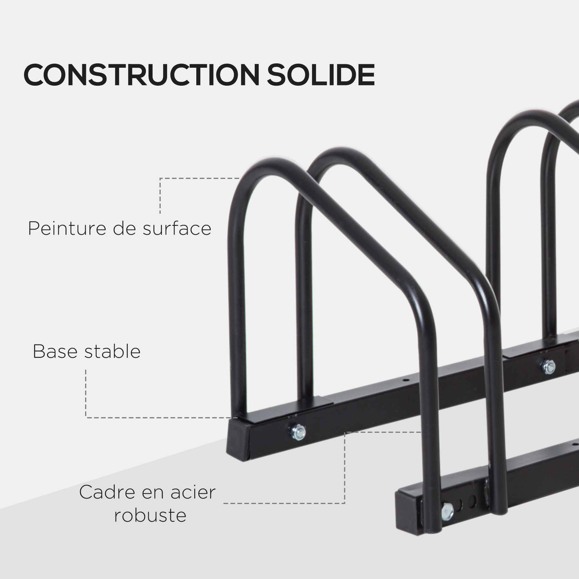 Râtelier pour 5 vélos acier noir 145 x 33 x 27 cm - PANGIVO - Image 10