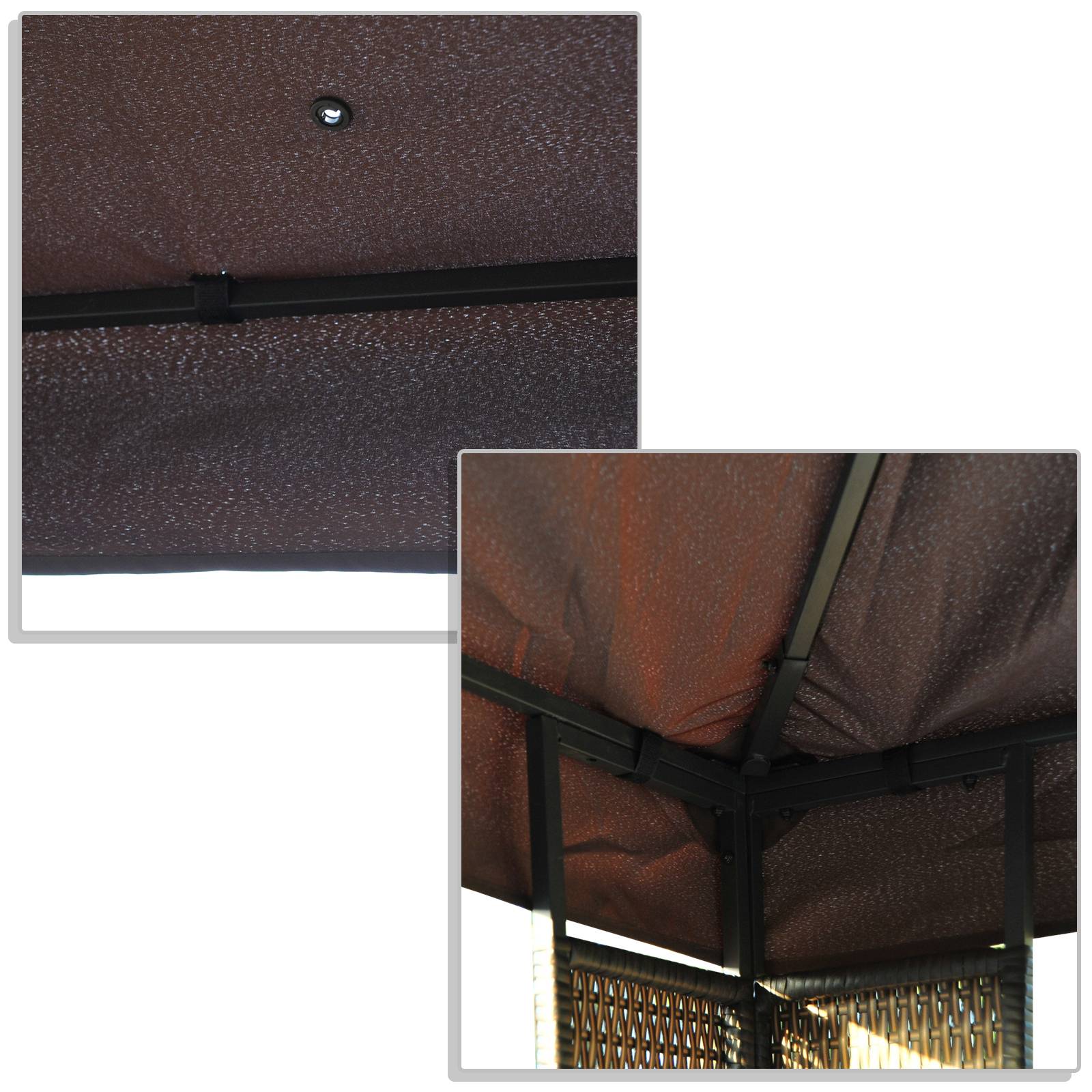 Outsunny - Toit de Rechange 3x3m pour Gazebo Pavillon Tonnelle Tente Jardin Toile Marron - Outsunny - Imagen 7