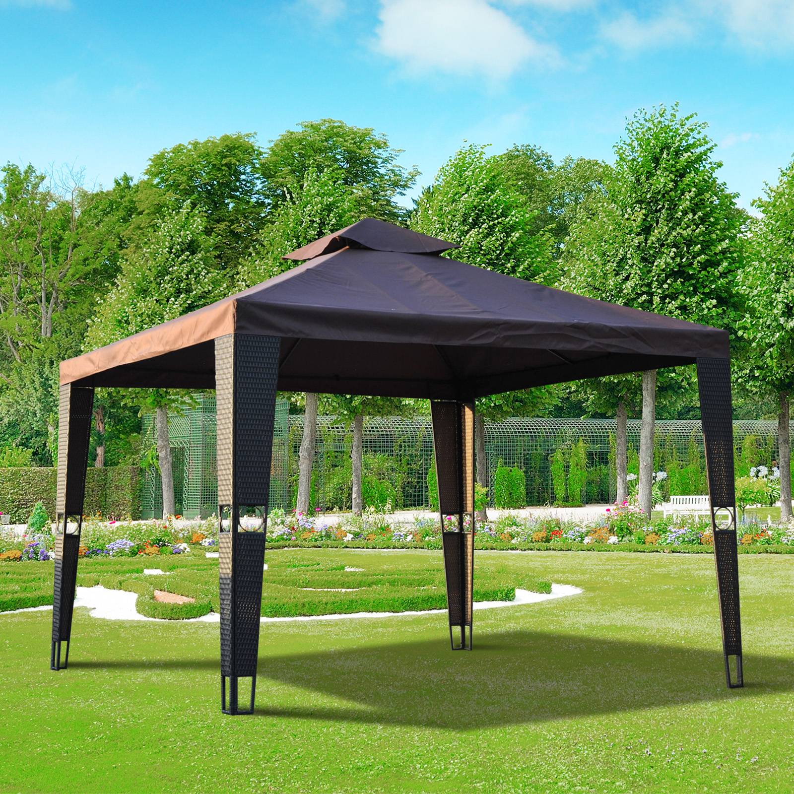 Outsunny - Toit de Rechange 3x3m pour Gazebo Pavillon Tonnelle Tente Jardin Toile Marron - Outsunny - Imagen 2