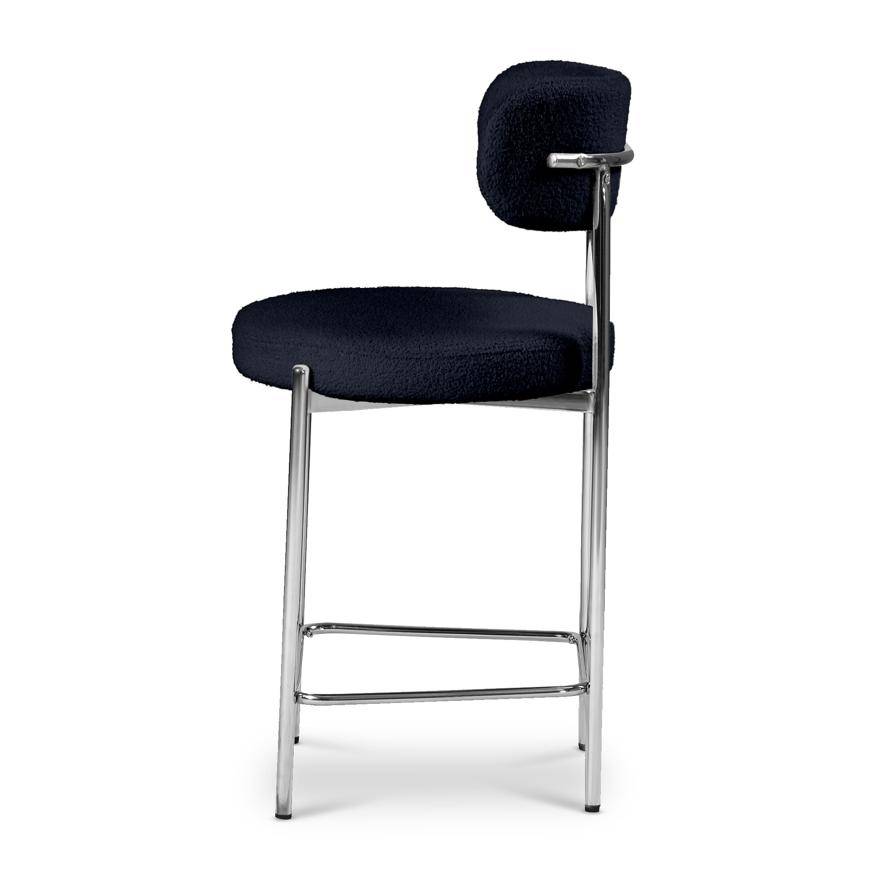 Sicaan Lot de 2 tabourets de bar bouclettes style contemporain NOVA bleu nuit - Image 7