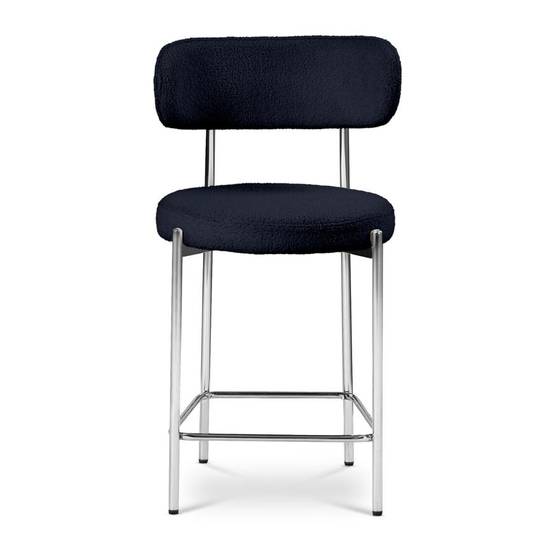 Sicaan Lot de 2 tabourets de bar bouclettes style contemporain NOVA bleu nuit - Image 5