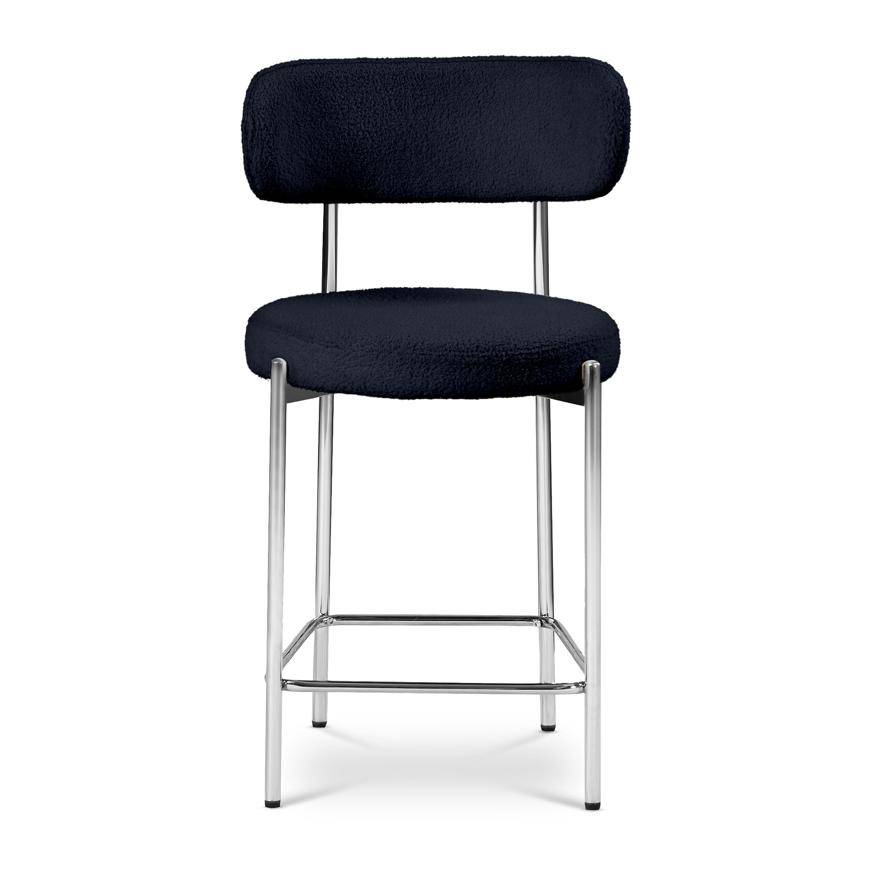 Sicaan Lot de 2 tabourets de bar bouclettes style contemporain NOVA bleu nuit - Image 5