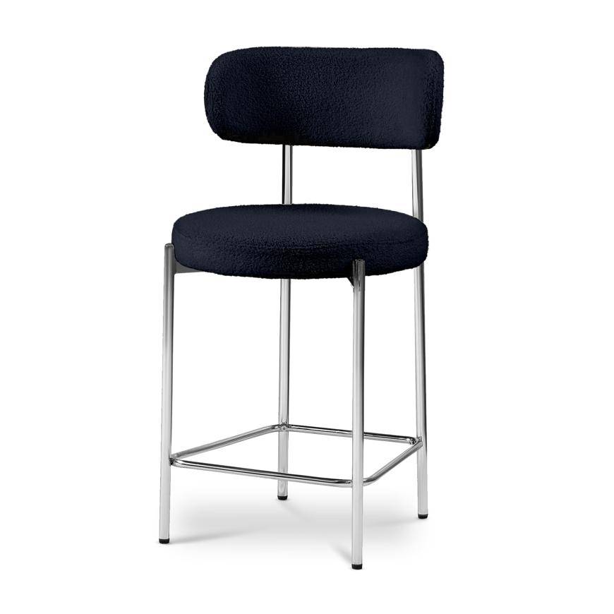 Sicaan Lot de 2 tabourets de bar bouclettes style contemporain NOVA bleu nuit - Image 6