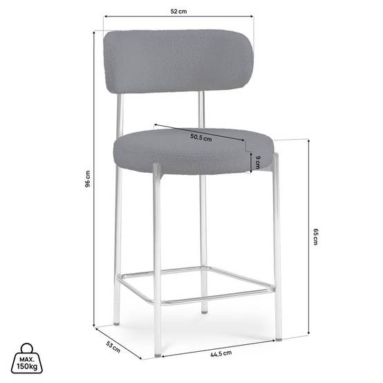 Sicaan Lot de 2 tabourets de bar bouclettes style contemporain NOVA bleu nuit - Image 3