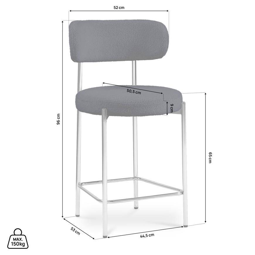 Sicaan Lot de 2 tabourets de bar bouclettes style contemporain NOVA bleu nuit - Image 3