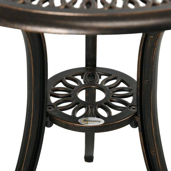 Ensemble Salon de Jardin 2 Places 2 chaises + Table Ronde style charme rétro en fonte d'aluminium, bronze - Image 10