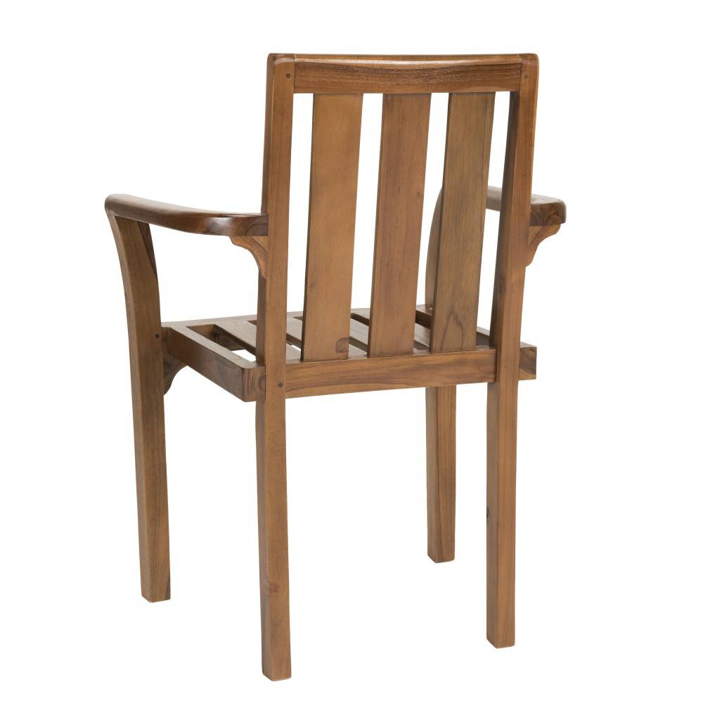 MAEVA - Ensemble de 2 fauteuils empilables en bois teck huilé - Image 7