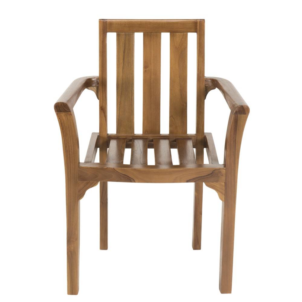 MAEVA - Ensemble de 2 fauteuils empilables en bois teck huilé - Image 5