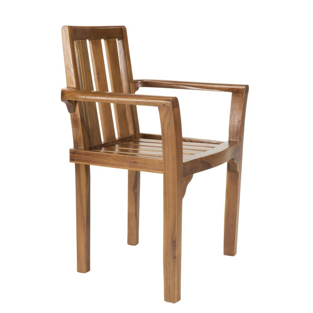 MAEVA - Ensemble de 2 fauteuils empilables en bois teck huilé - Image 6