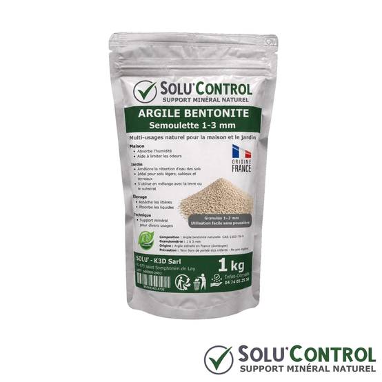 SOLU'CONTROL Argile Bentonite Naturelle 1 kg – Support Minéral Jardin – Améliore la Rétention en Eau des Sols et Terreaux - Image 2
