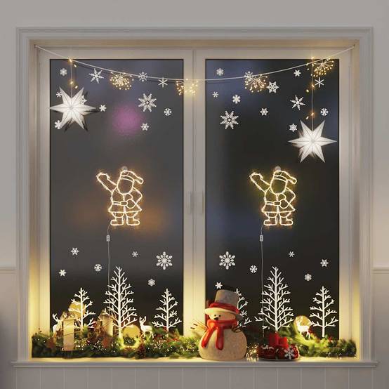 Lot 2 Silhouettes Père Noël Lumineuses LED à Piles Déco Fenêtre Noël – ComfortXL Outdoor Living - Image 1