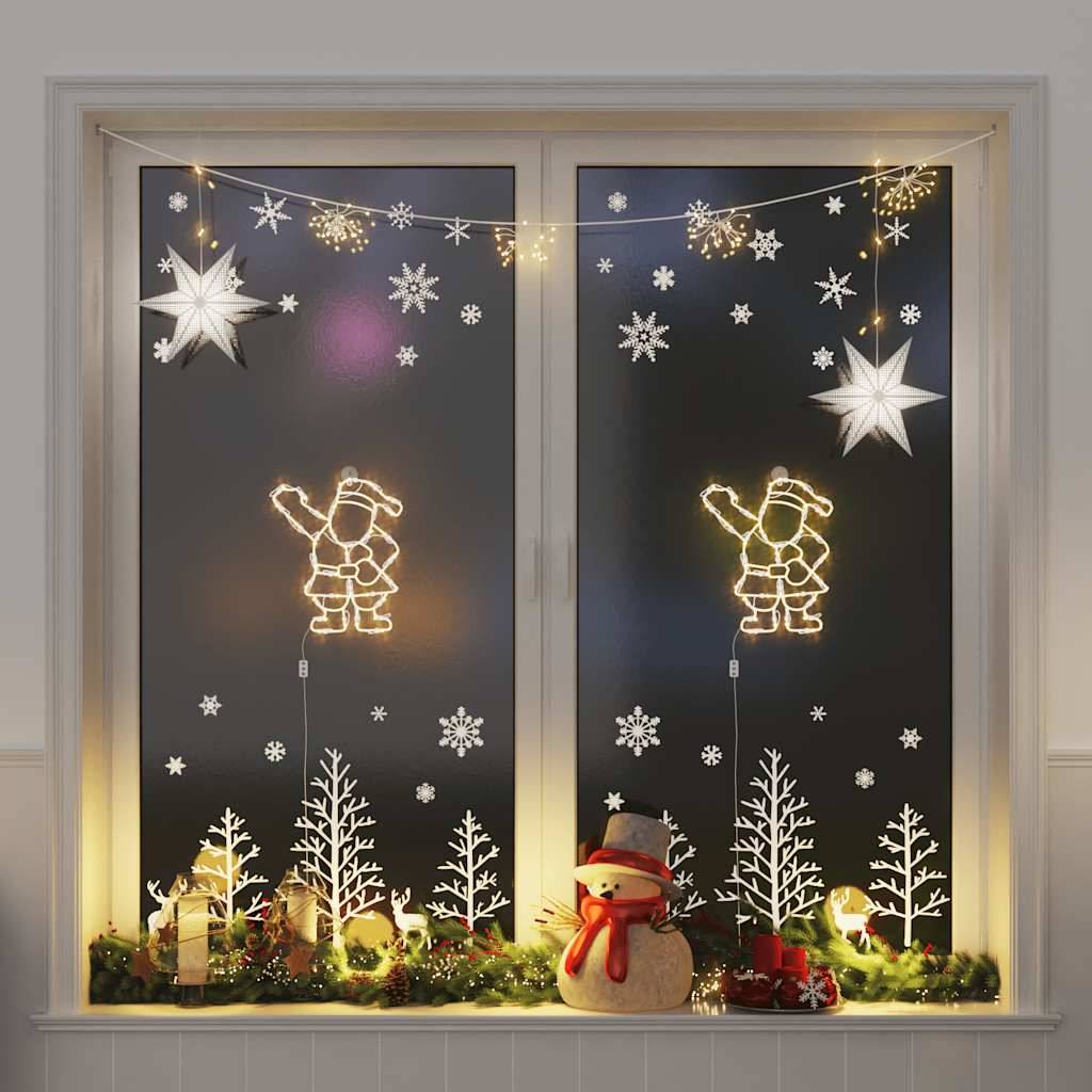 Lot 2 Silhouettes Père Noël Lumineuses LED à Piles Déco Fenêtre Noël – ComfortXL Outdoor Living - Image 1