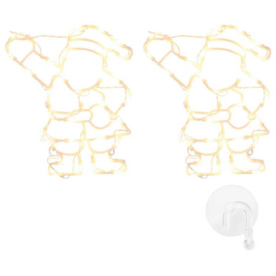Lot 2 Silhouettes Père Noël Lumineuses LED à Piles Déco Fenêtre Noël – ComfortXL Outdoor Living - Image 2