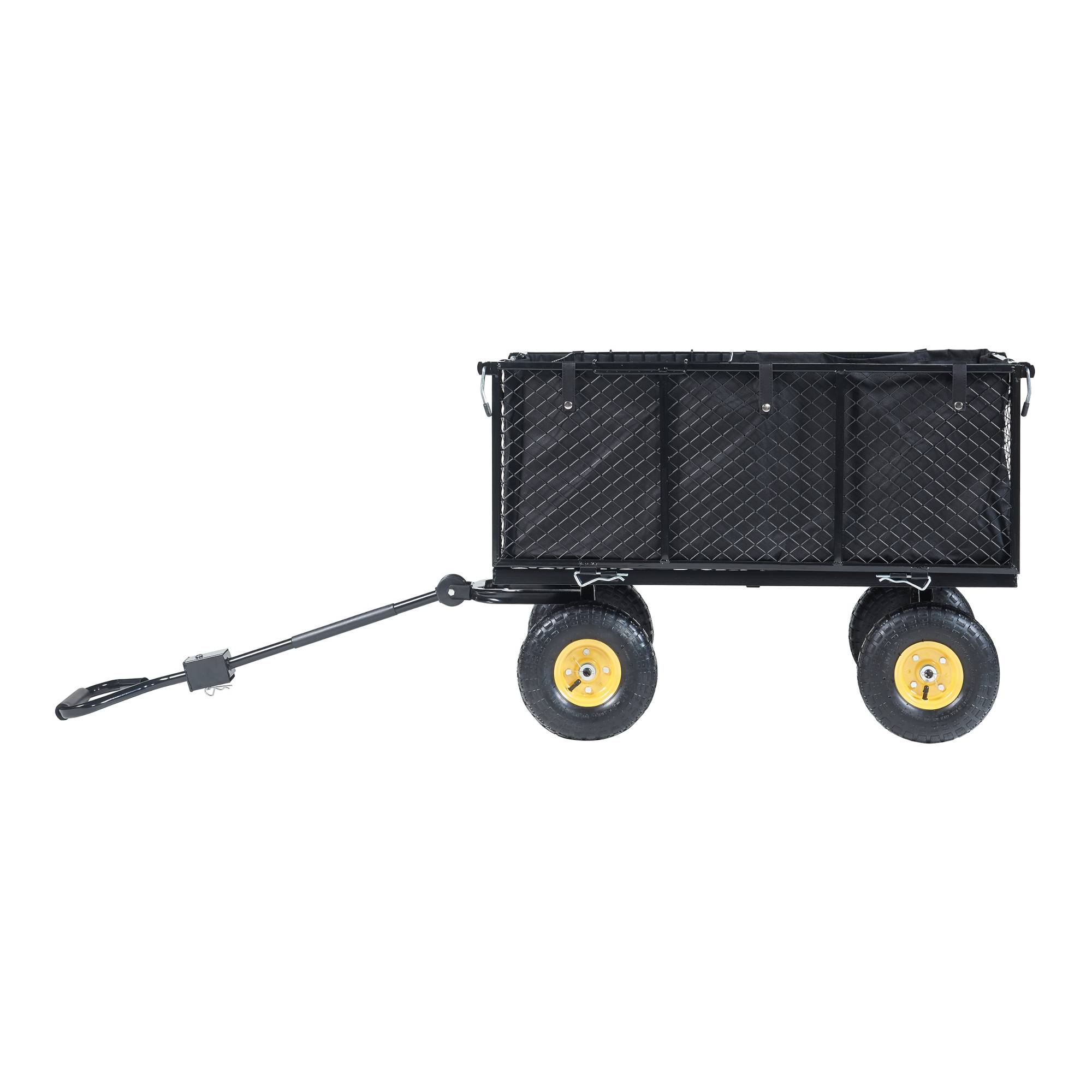 Pro.Tec - Chariot de jardin Corropoli parois latérales rabattables capacité de charge 550 kg noir jaune pro.tec - Imagen 4