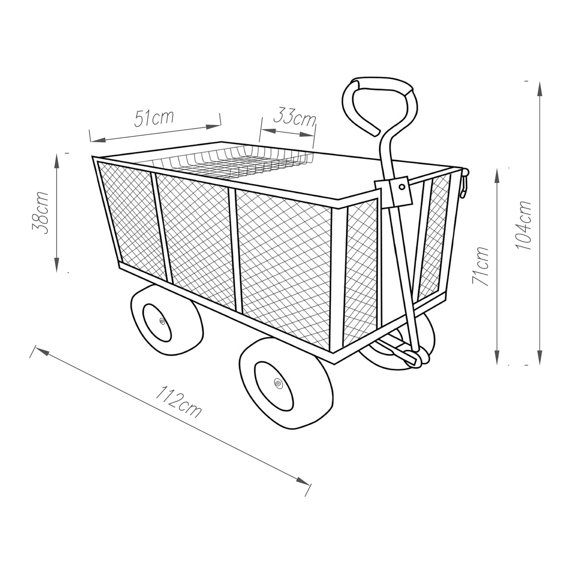 Pro.Tec - Chariot de jardin Corropoli parois latérales rabattables capacité de charge 550 kg noir jaune pro.tec - Imagen 3