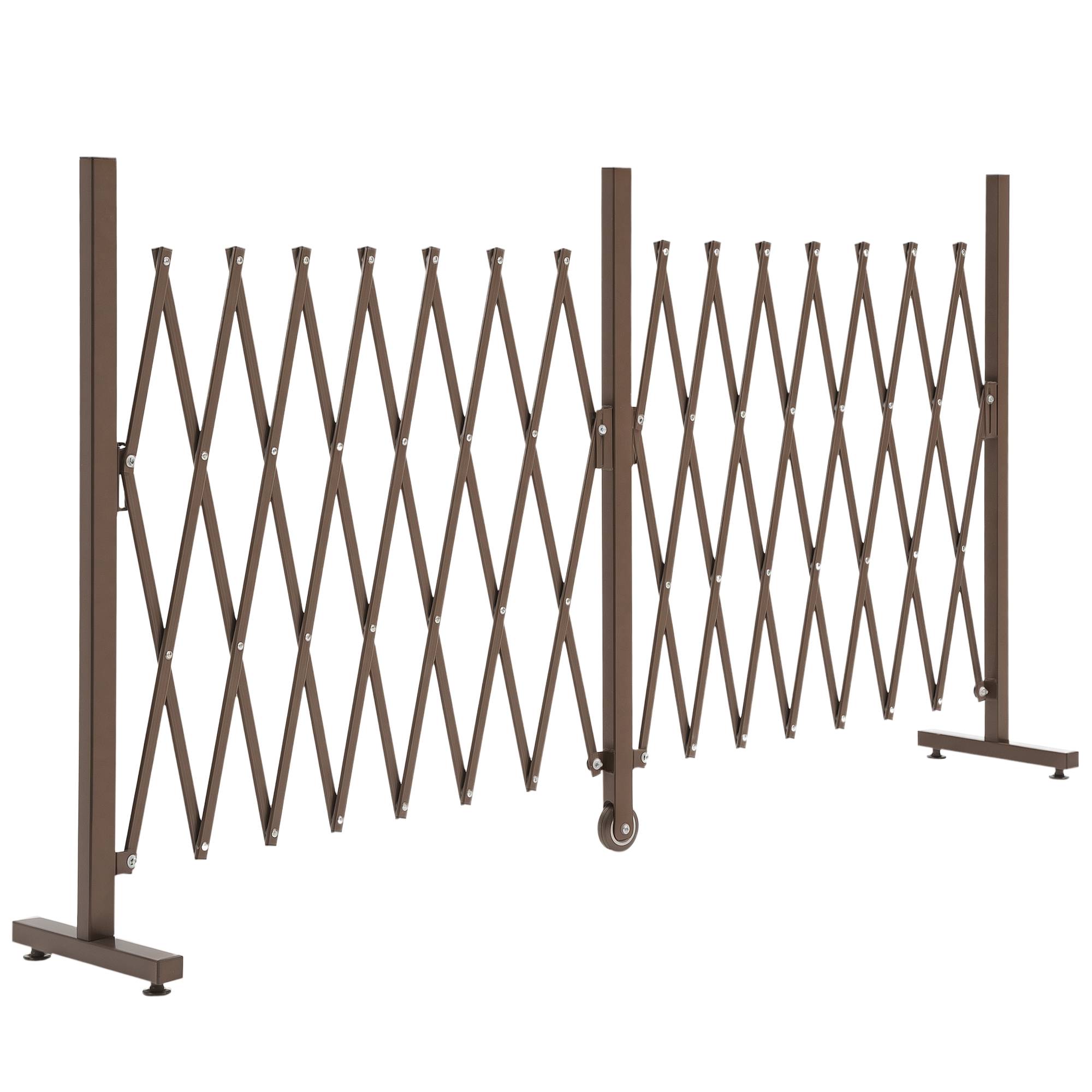 Barrière Extensible rétractable barrière de sécurité avec Roulette 405L x 31l x 104H cm alu métal Chocolat - Image 1