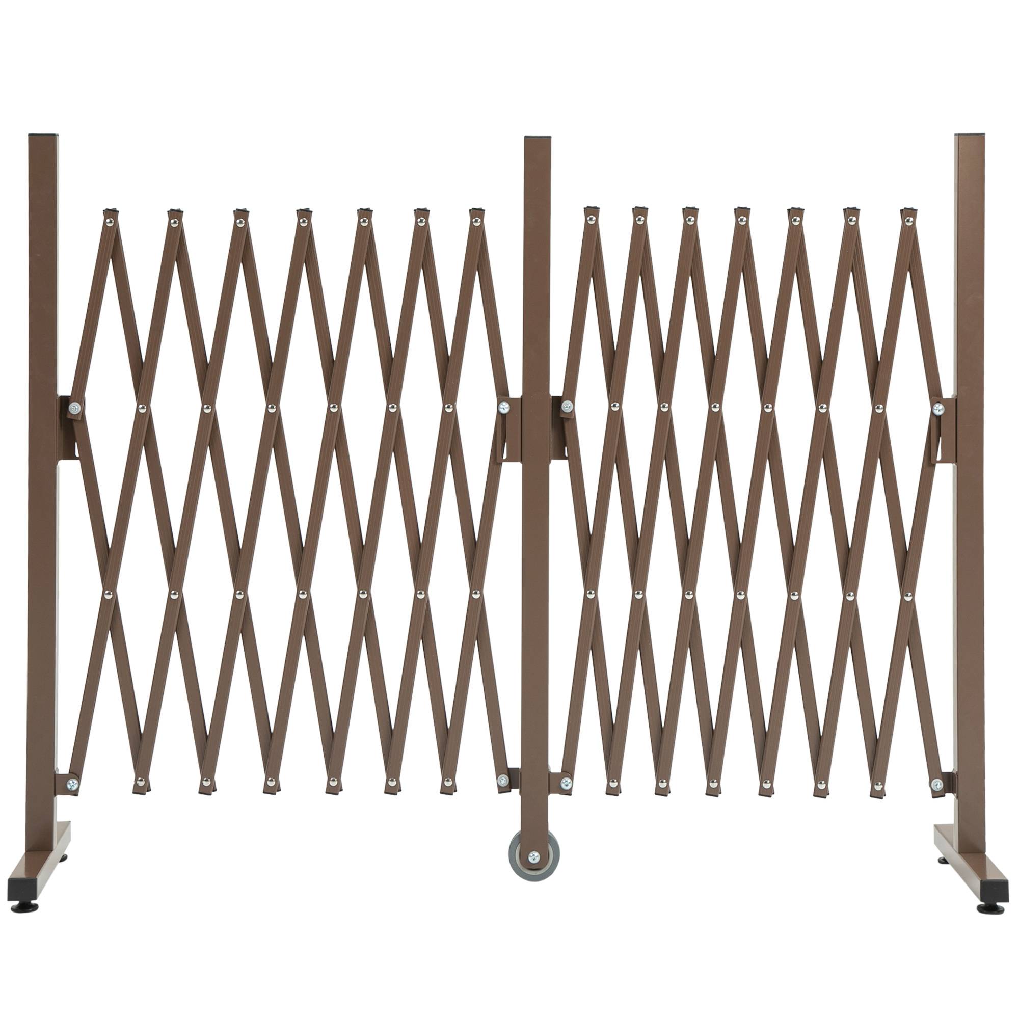 Barrière Extensible rétractable barrière de sécurité avec Roulette 405L x 31l x 104H cm alu métal Chocolat - Image 2