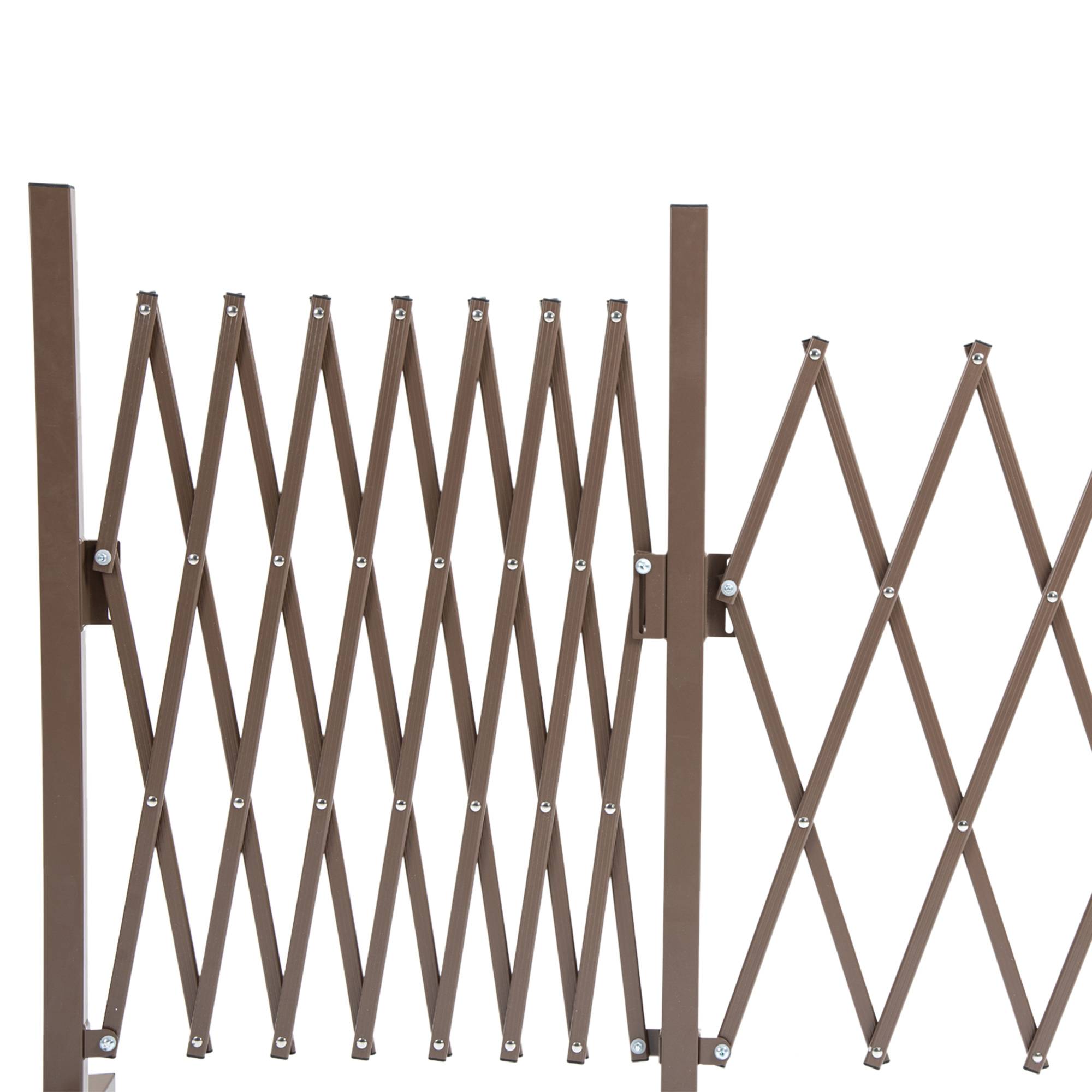 Barrière Extensible rétractable barrière de sécurité avec Roulette 405L x 31l x 104H cm alu métal Chocolat - Image 9
