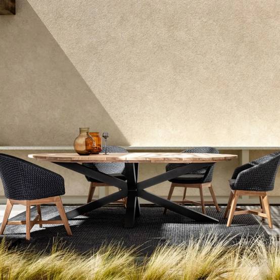 Autre - Table à manger de jardin ovale en teck et métal L240 - CAP FERRET - Imagen 2