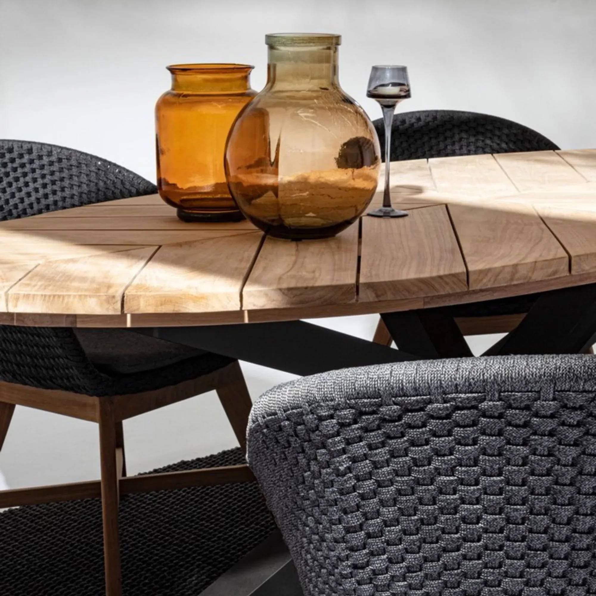 Autre - Table à manger de jardin ovale en teck et métal L240 - CAP FERRET - Imagen 4