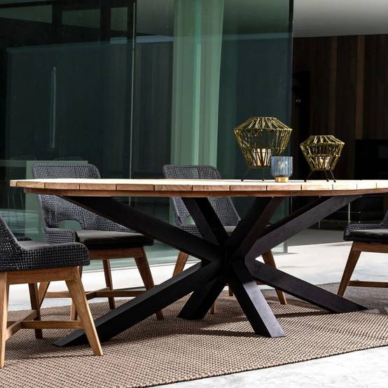 Autre - Table à manger de jardin ovale en teck et métal L240 - CAP FERRET - Imagen 3