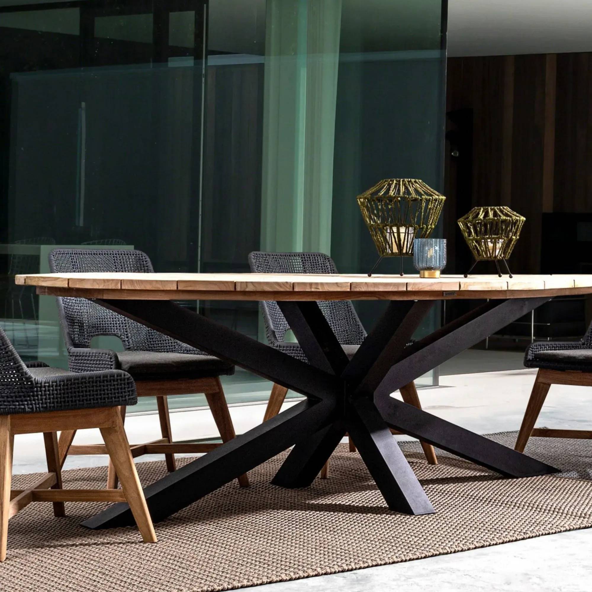 Autre - Table à manger de jardin ovale en teck et métal L240 - CAP FERRET - Imagen 3