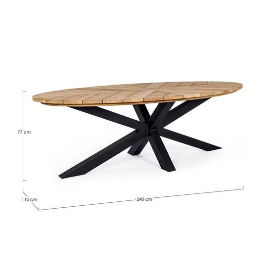 Autre - Table à manger de jardin ovale en teck et métal L240 - CAP FERRET - Imagen 10