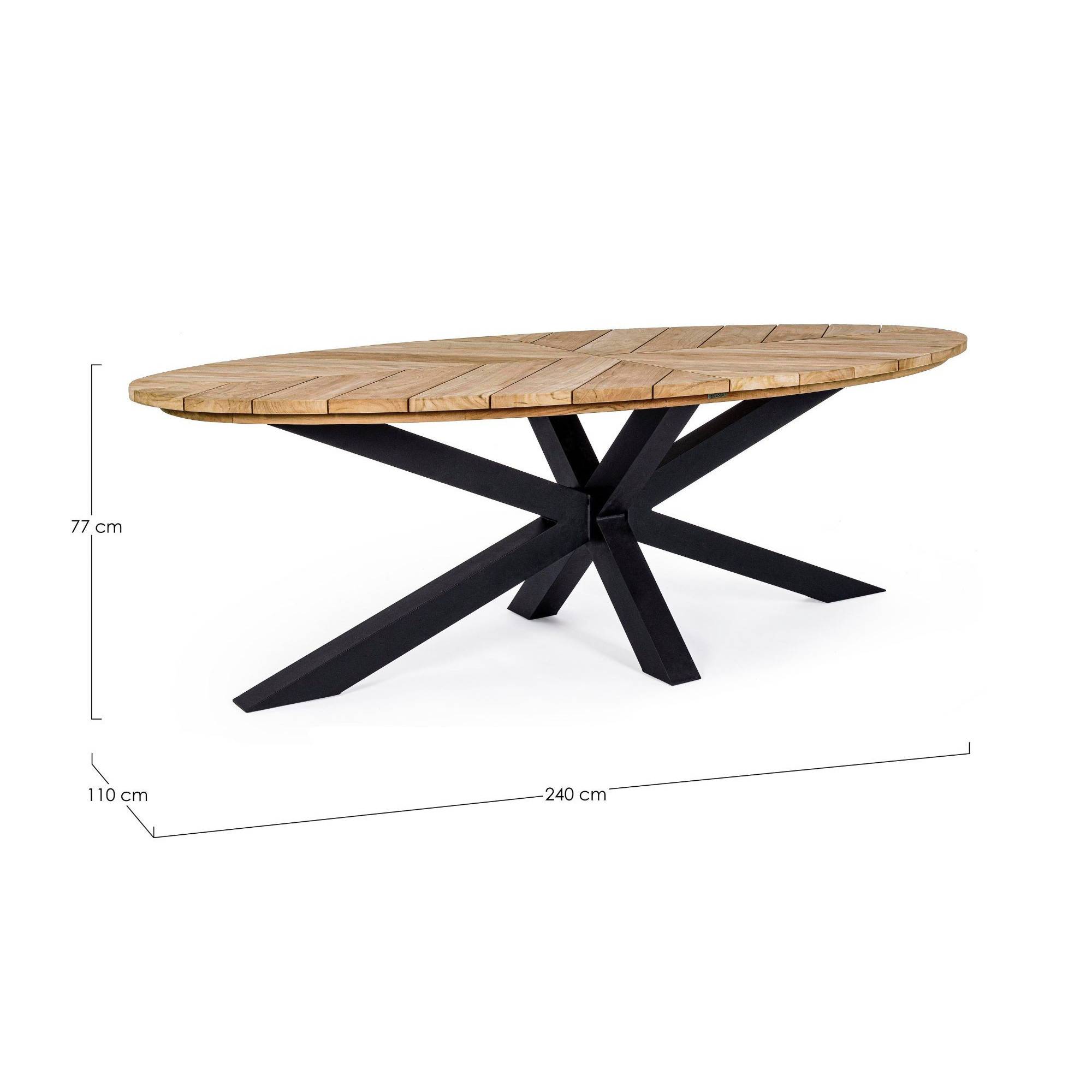 Autre - Table à manger de jardin ovale en teck et métal L240 - CAP FERRET - Imagen 10