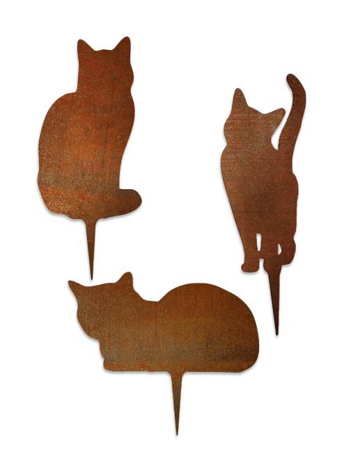 Lot 3 chats métal acier corten - madecoupesurmesure - Image 1