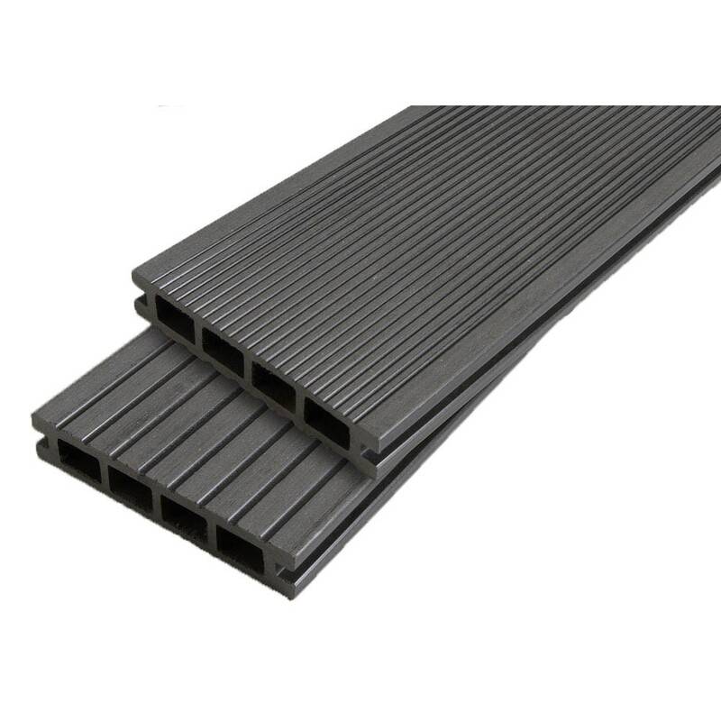 Lame terrasse bois composite alvéolaire Dual - Coloris - Gris anthracite, Epaisseur - 25mm, Largeur - 14 cm, Longueur - 360 cm