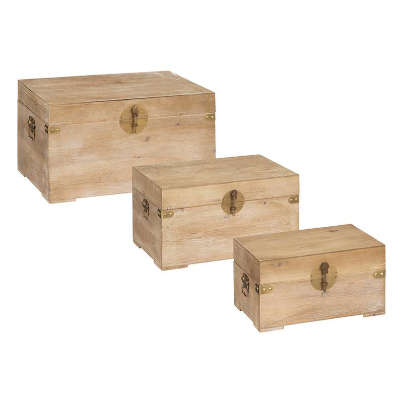 Lot de 3 malles en bois Jil Atmosphera - Imagen 1