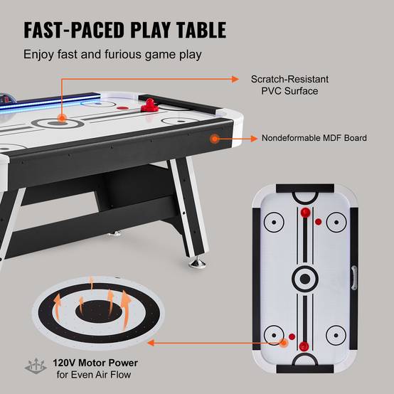 VEVOR Table air hockey 183 cm, score électronique LED. 2 palets, poussoirs. Intérieur. - Image 3