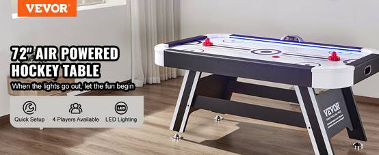 VEVOR Table air hockey 183 cm, score électronique LED. 2 palets, poussoirs. Intérieur. - Image 9
