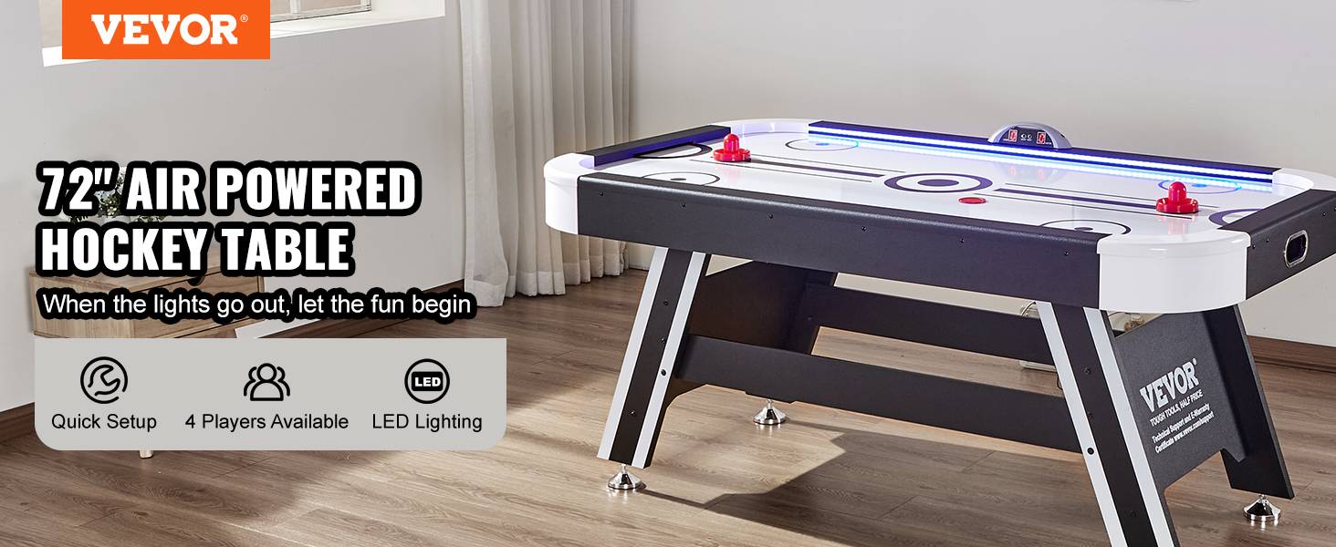 VEVOR Table air hockey 183 cm, score électronique LED. 2 palets, poussoirs. Intérieur. - Image 9
