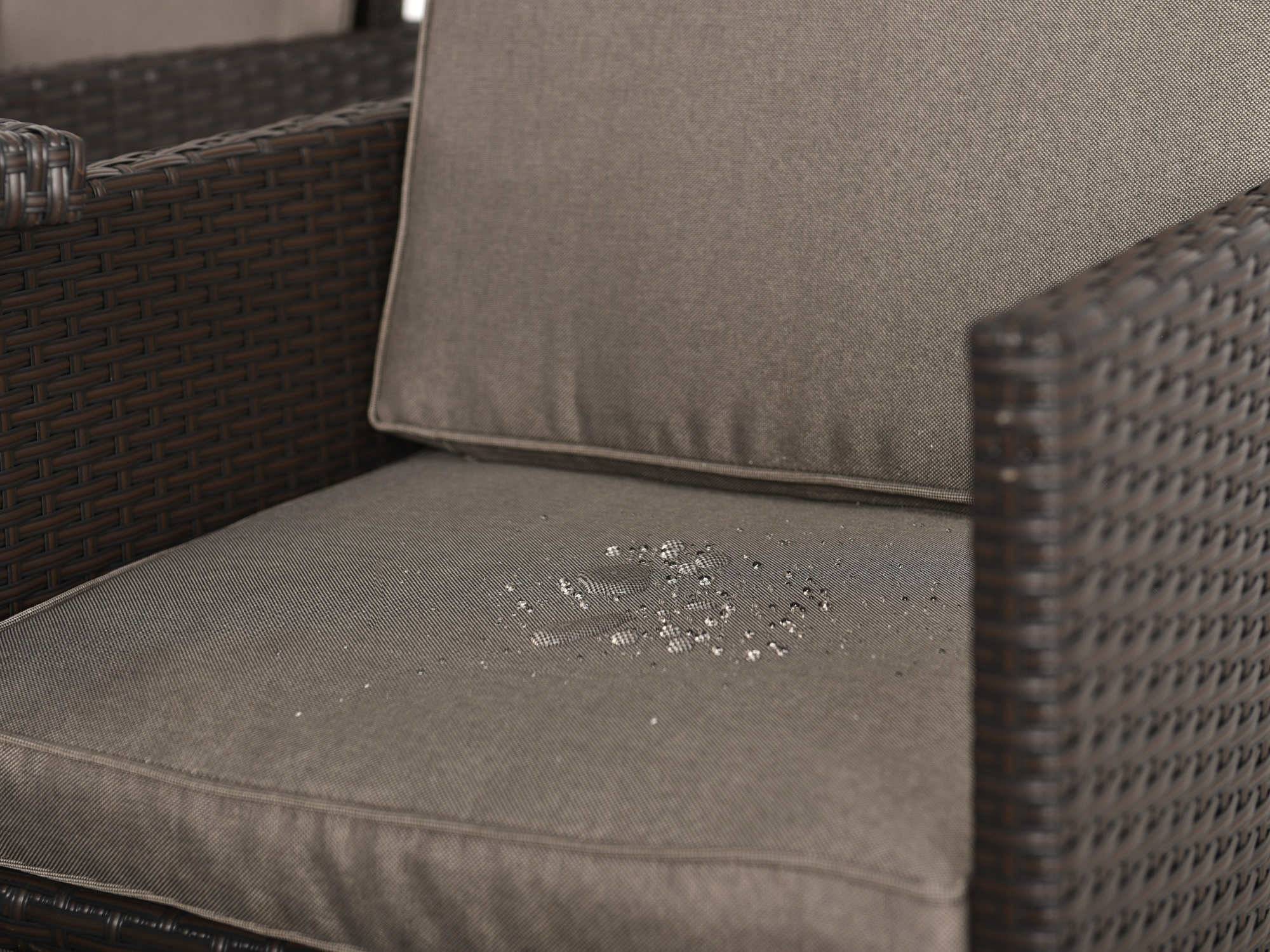 Best Mobilier - Tao - salon de jardin encastrable 10 places - résine tressée marron - coussins taupe - plateau en verre + housse de protection - Best Mobilier - Imagen 4