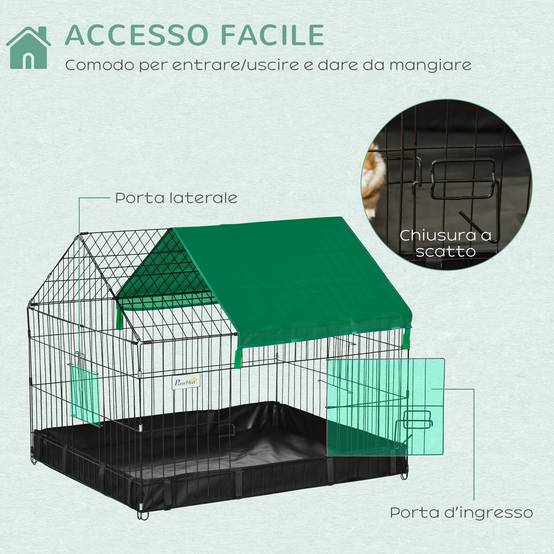 Cage en métal et tissu Oxford pour lapins et cochons d'Inde 90x75x75cm - Image 6