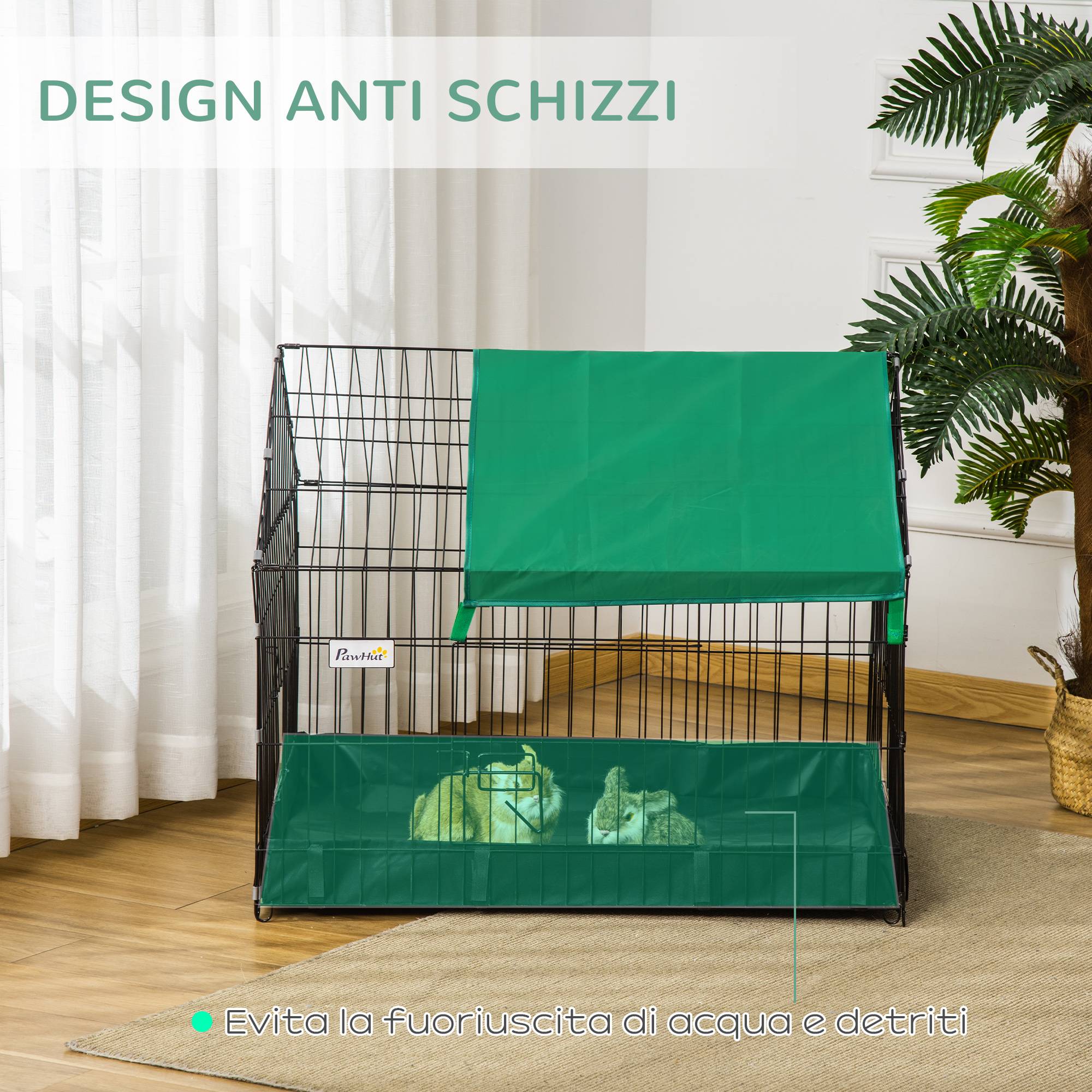 Cage en métal et tissu Oxford pour lapins et cochons d'Inde 90x75x75cm - Image 7