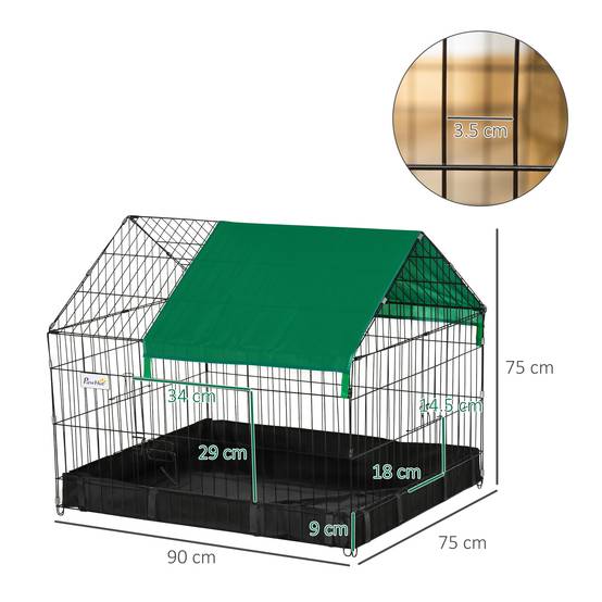 Cage en métal et tissu Oxford pour lapins et cochons d'Inde 90x75x75cm - Image 5