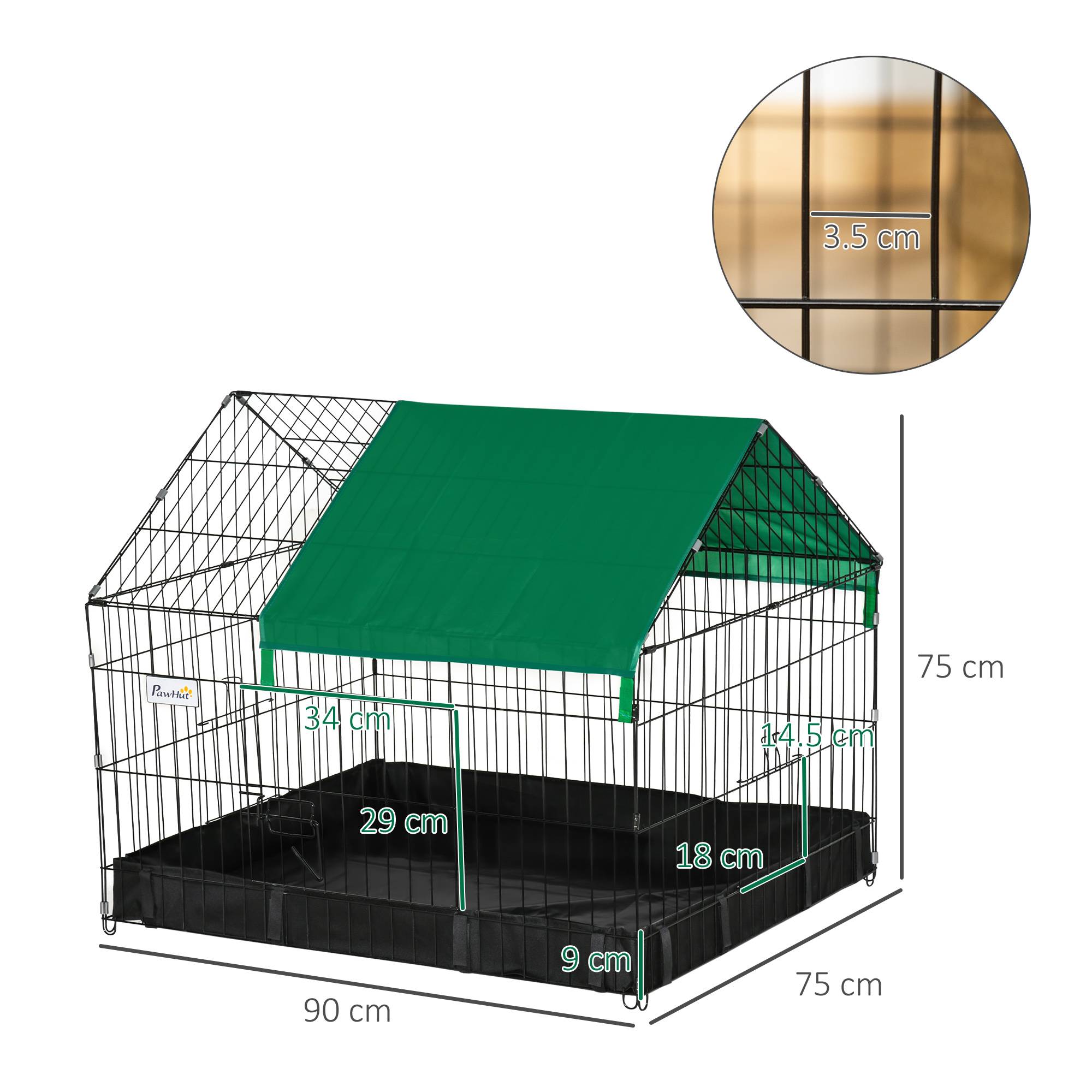Cage en métal et tissu Oxford pour lapins et cochons d'Inde 90x75x75cm - Image 5