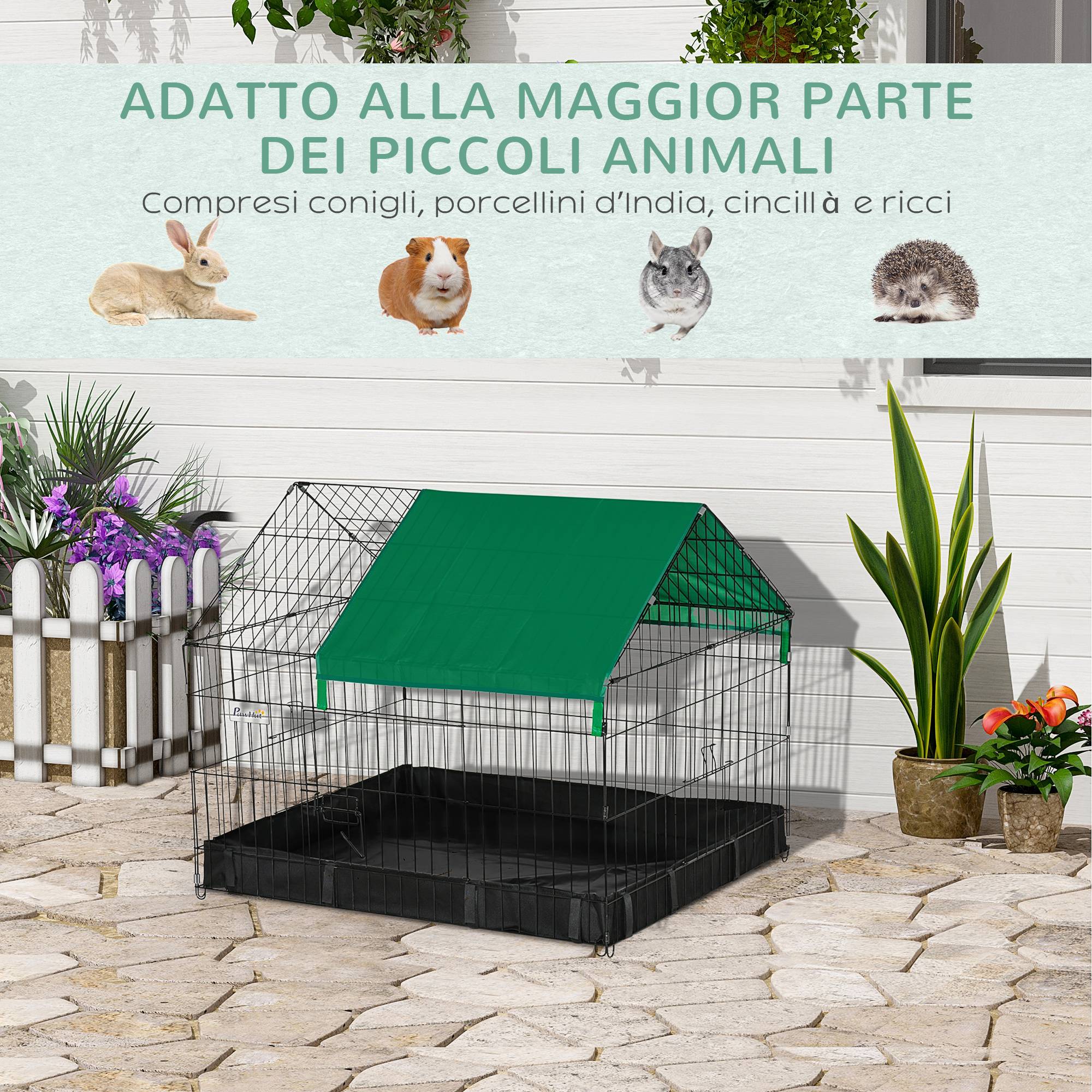 Cage en métal et tissu Oxford pour lapins et cochons d'Inde 90x75x75cm - Image 8