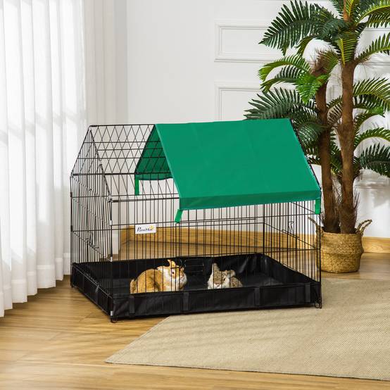 Cage en métal et tissu Oxford pour lapins et cochons d'Inde 90x75x75cm - Image 3