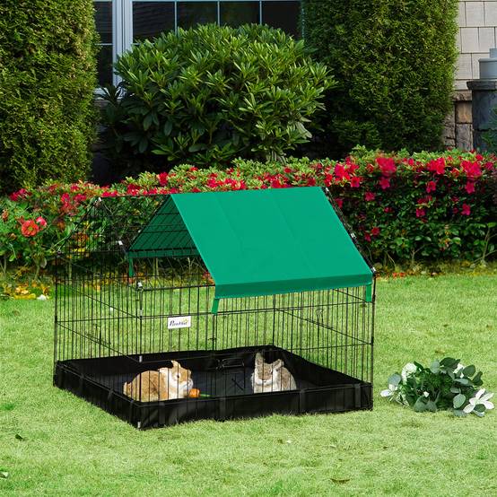 Cage en métal et tissu Oxford pour lapins et cochons d'Inde 90x75x75cm - Image 4