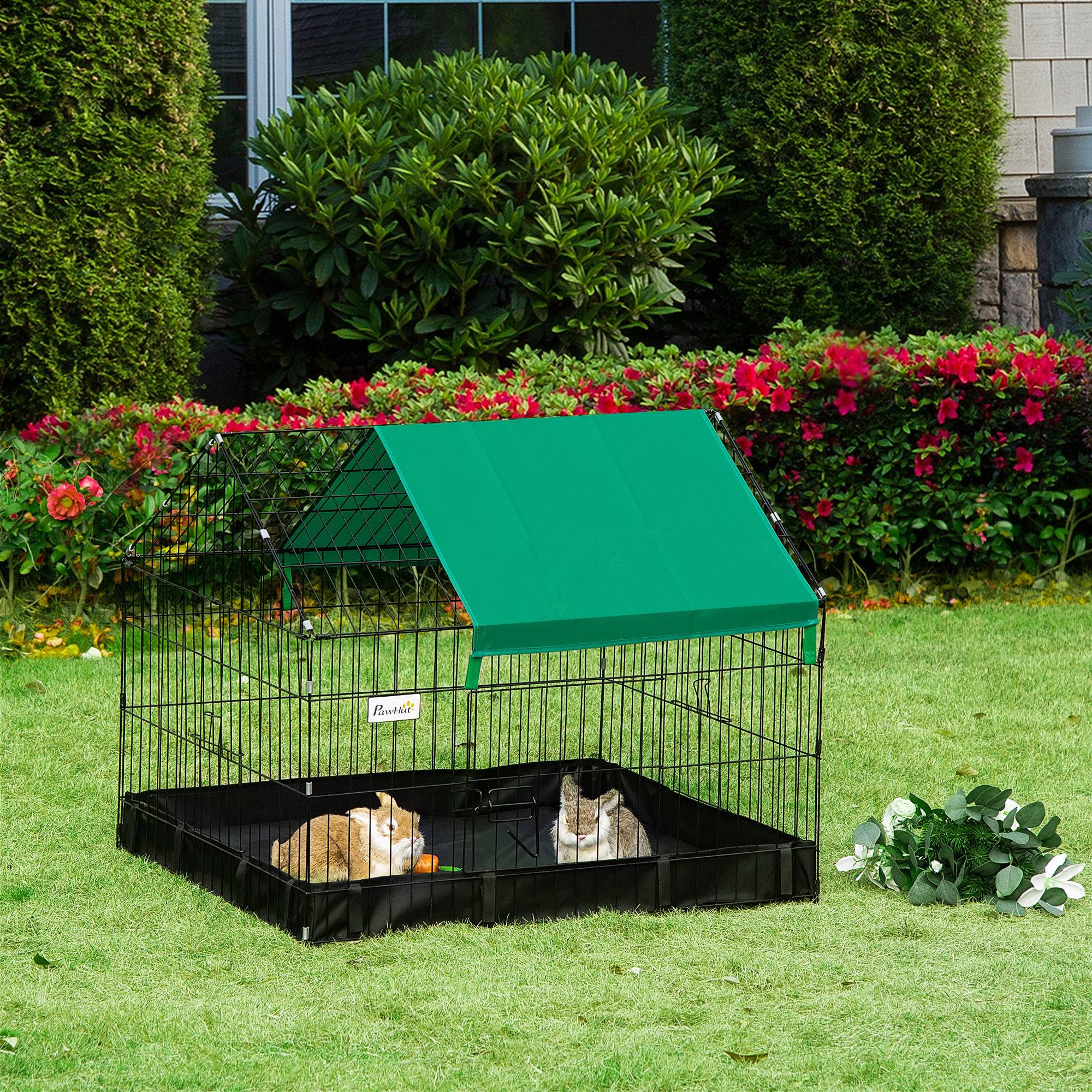 Cage en métal et tissu Oxford pour lapins et cochons d'Inde 90x75x75cm - Image 4