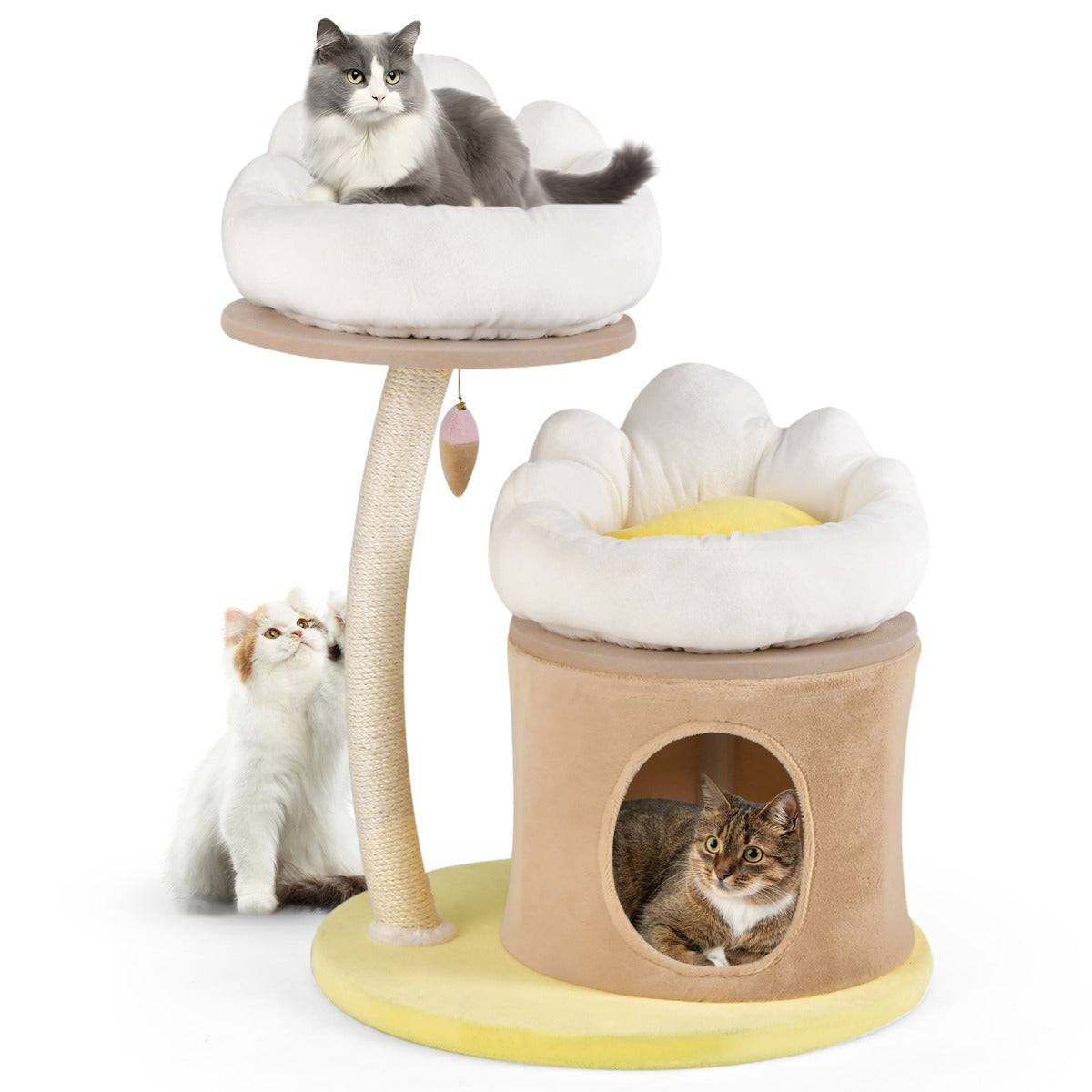 Arbre à chat de 83 cm tour à chat intérieur à plusieurs niveaux avec condo poteau à gratter en sisal blanc - Image 1
