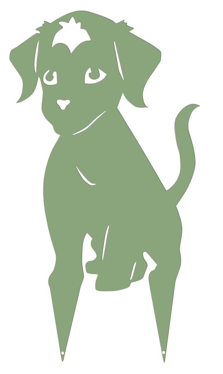 Louis Moulin - Figurine à piquer en forme de chiot - 20x36,5cm - vert pâle - Louis Moulin