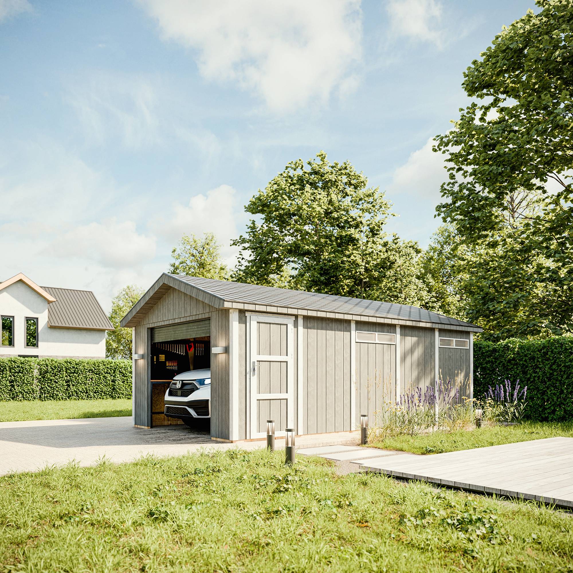 Timbela - Garage Qualité Premium 21 m²- L378xl648 cm - garage pour auto, moto, vélos, machines de jardinage - Timbela M992B - Image 4