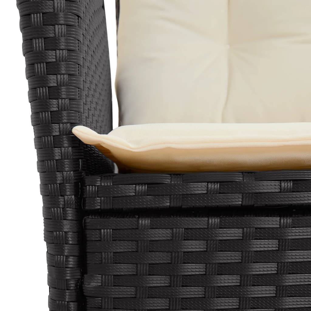 Fauteuil de Jardin Inclinable Résine Tressée avec Coussins Déhoussables pour Terrasse Noir – ComfortXL Outdoor Living - Image 9