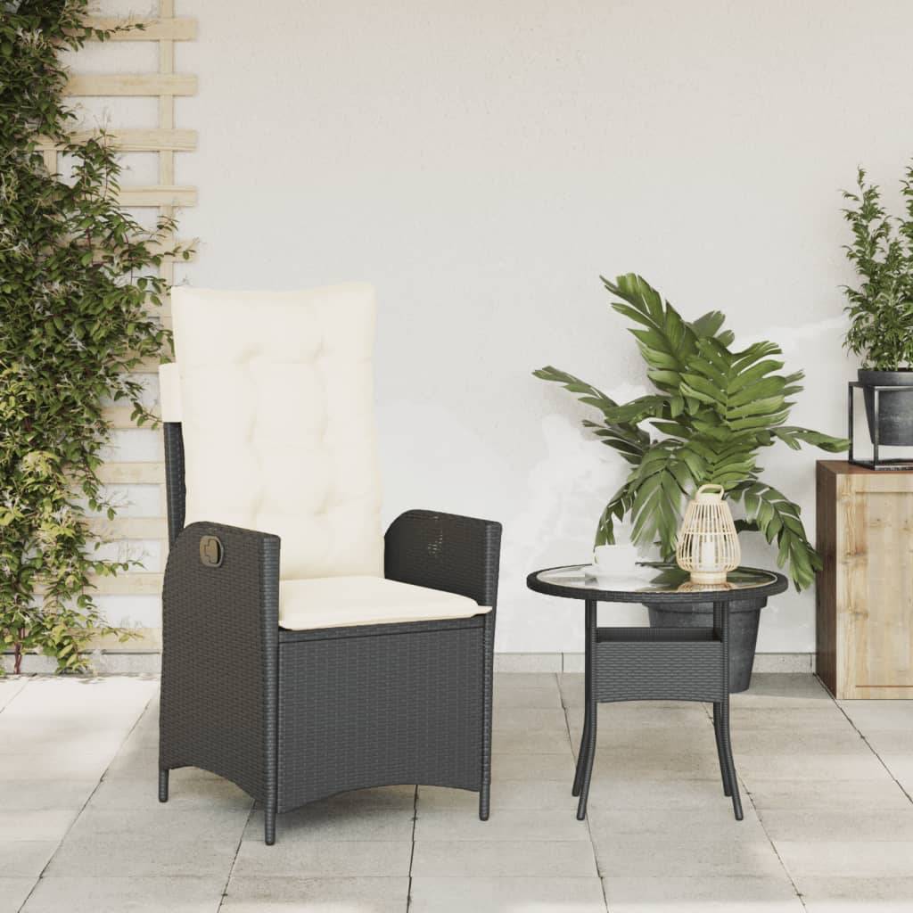 Fauteuil de Jardin Inclinable Résine Tressée avec Coussins Déhoussables pour Terrasse Noir – ComfortXL Outdoor Living - Image 3
