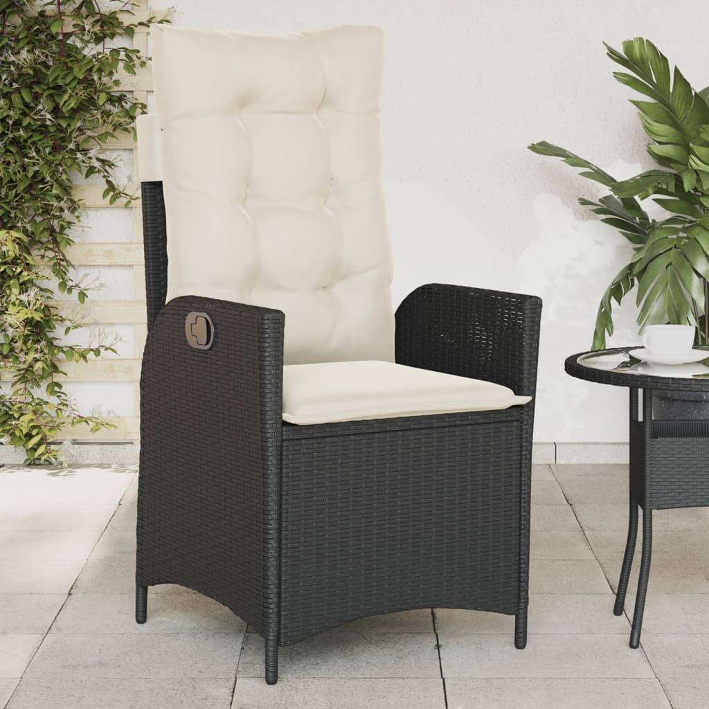 Fauteuil de Jardin Inclinable Résine Tressée avec Coussins Déhoussables pour Terrasse Noir – ComfortXL Outdoor Living - Image 1