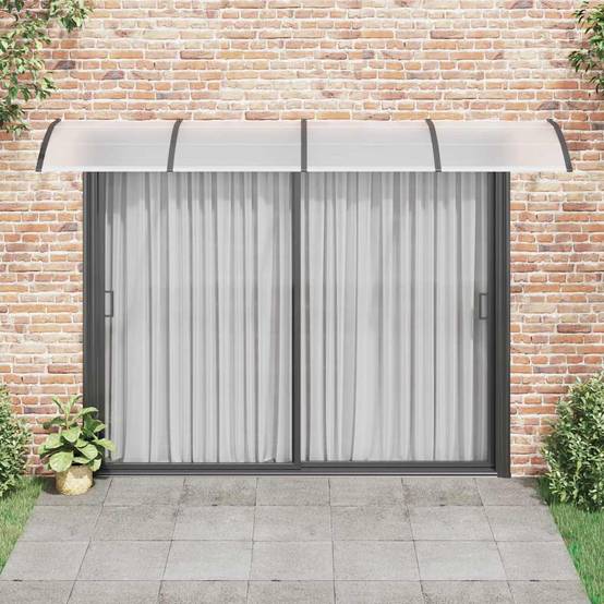 Grande Marquise de Porte d'Entrée Polycarbonate Fumé Abri Profond Anti-Pluie Noir 350x100 cm – ComfortXL Outdoor Living - Image 3